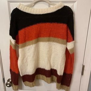 Forever 21 Womens M Oversized Cable Knit Colorblock Sweater
